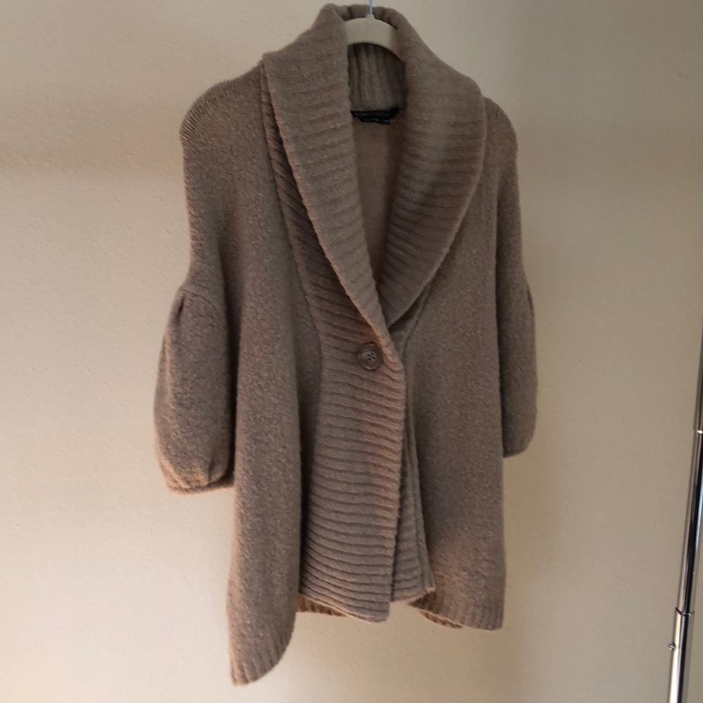 BCBG maxAzria sweater jacket with puff sleeves